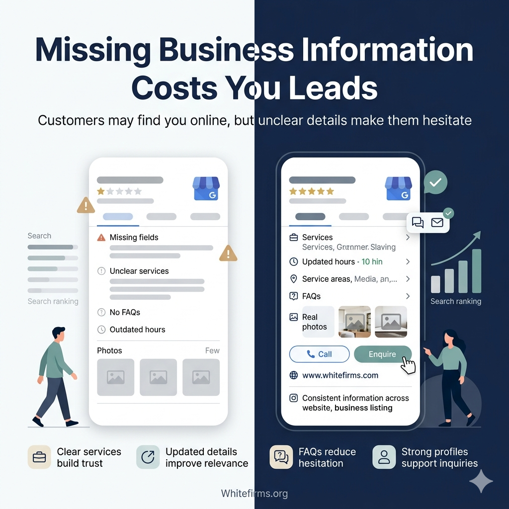 How Missing Business Information Reduces Trust, Rankings, and Inquiries